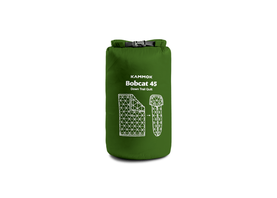 Kammok Trail Quilt Bobcat 45°F in storage bag.