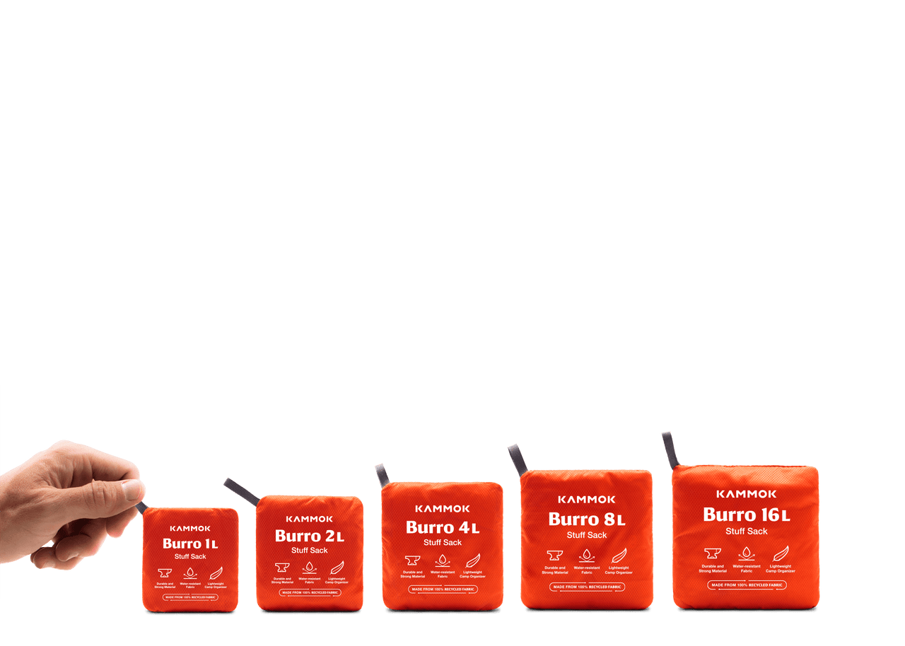 Kammok Storage Burro Bag sizes.