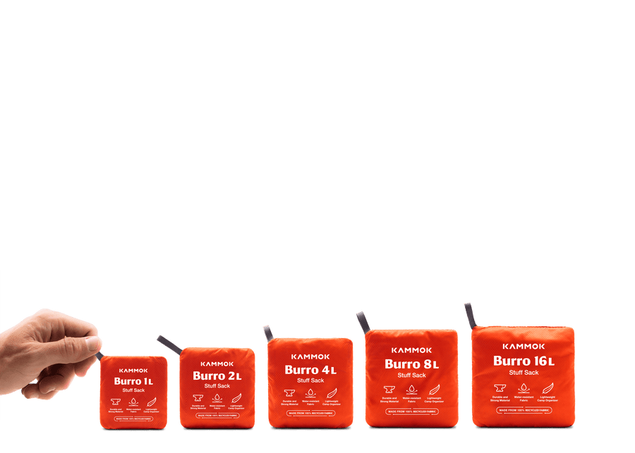 Kammok Storage Burro Bag sizes.