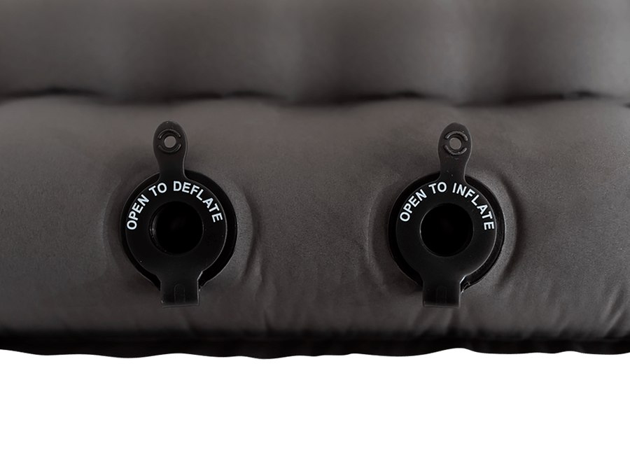 Close up of inflate and deflate ports of a Kammok Sleep Line Insulated Pongo Pad