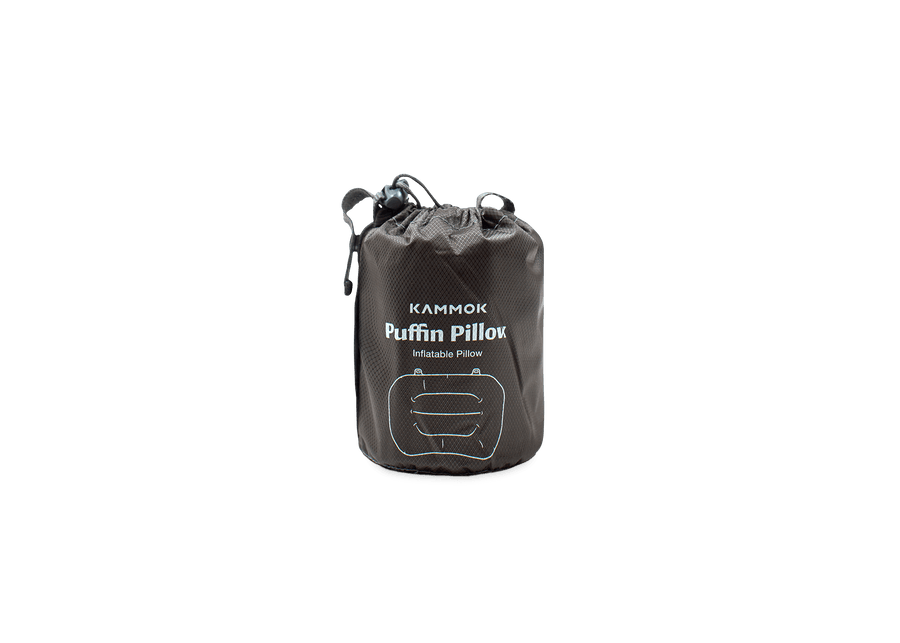 Studio Image of Kammok Sleep Line in storage bag. Puffin Pillow